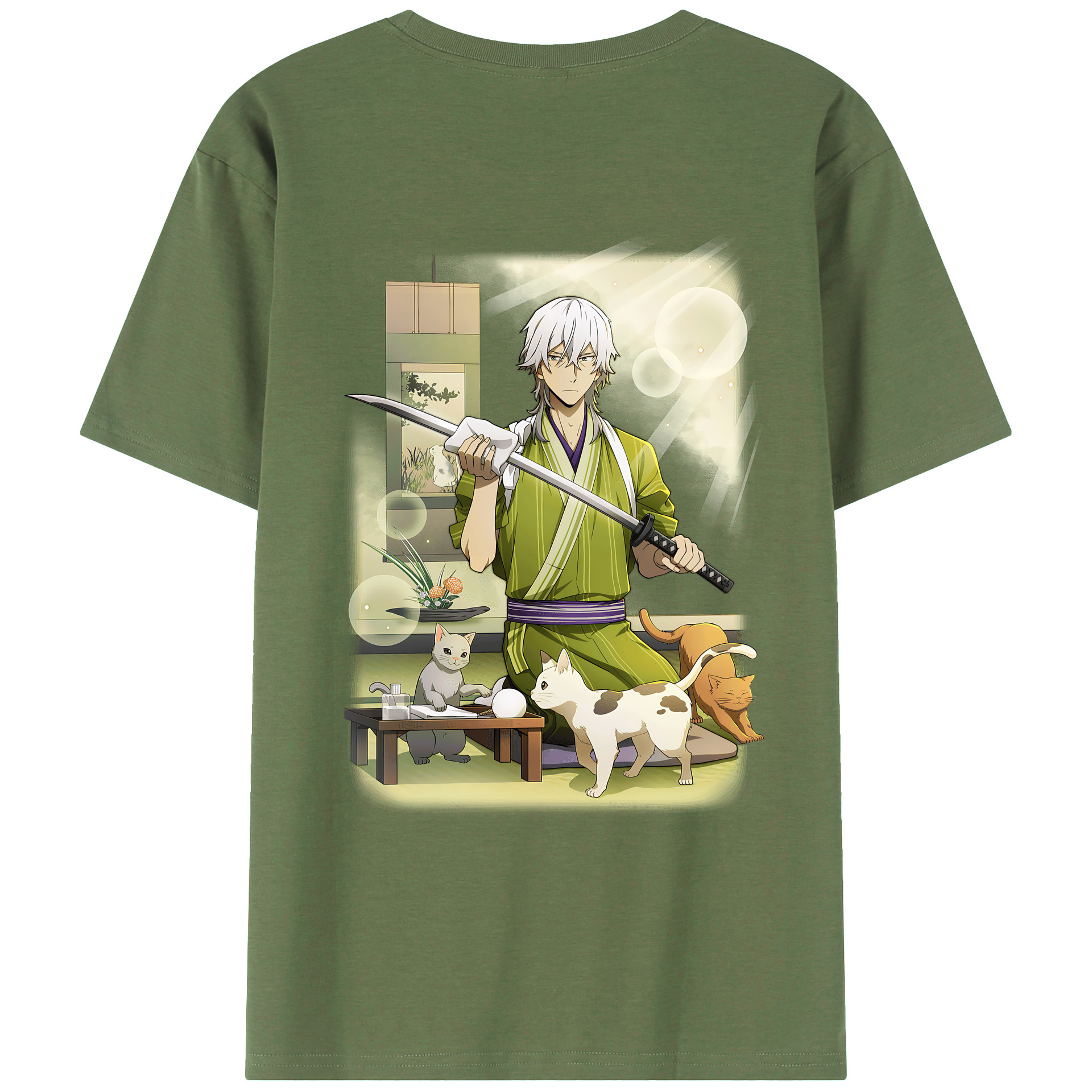 （画像用） 文豪ストレイドッグス Bungo Stray Dogs 綿100％ メンズ半袖Tシャツ（バックプリント） 通気性